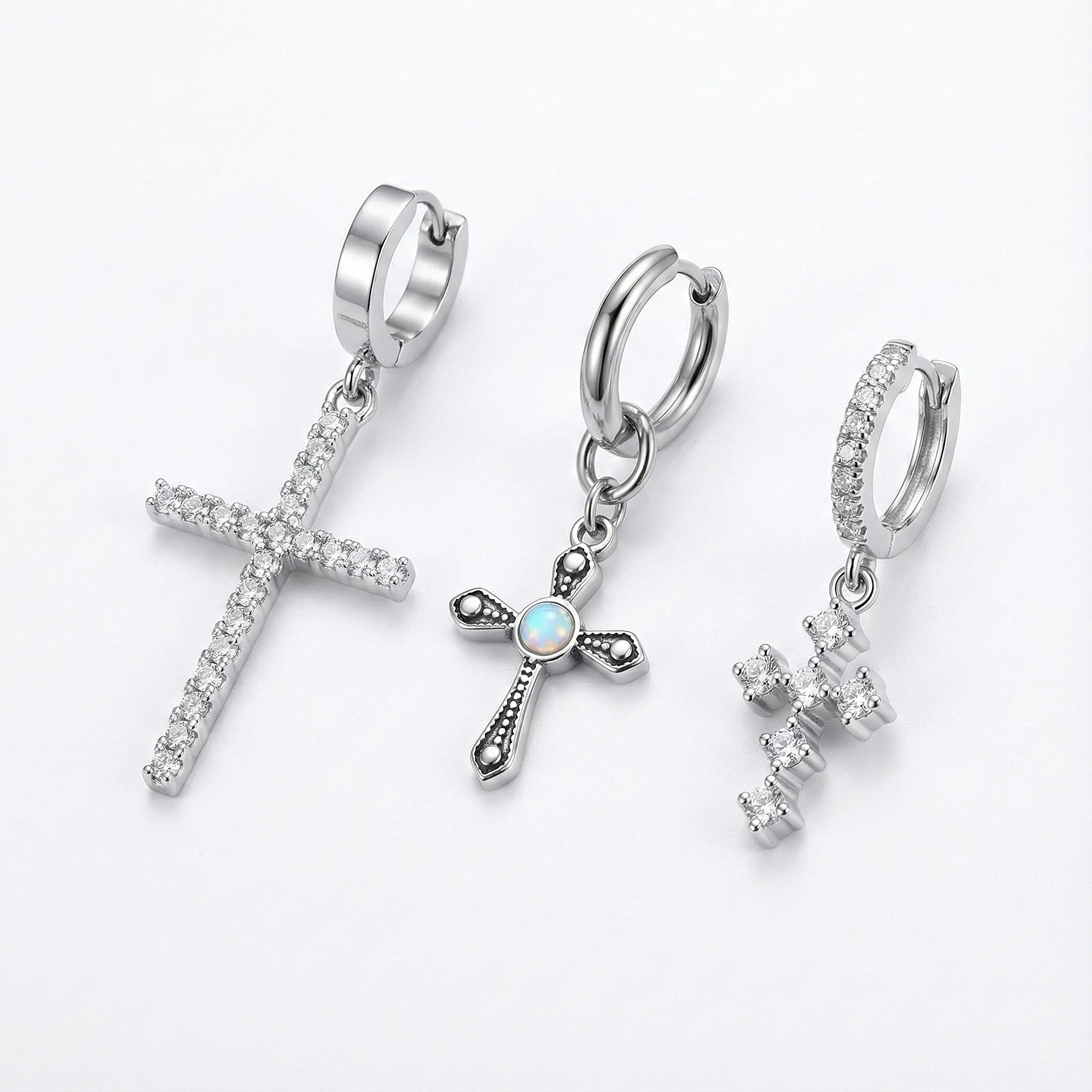 Dangle Cross Earrings- Drop Styles in Gold & Silver | Crystia