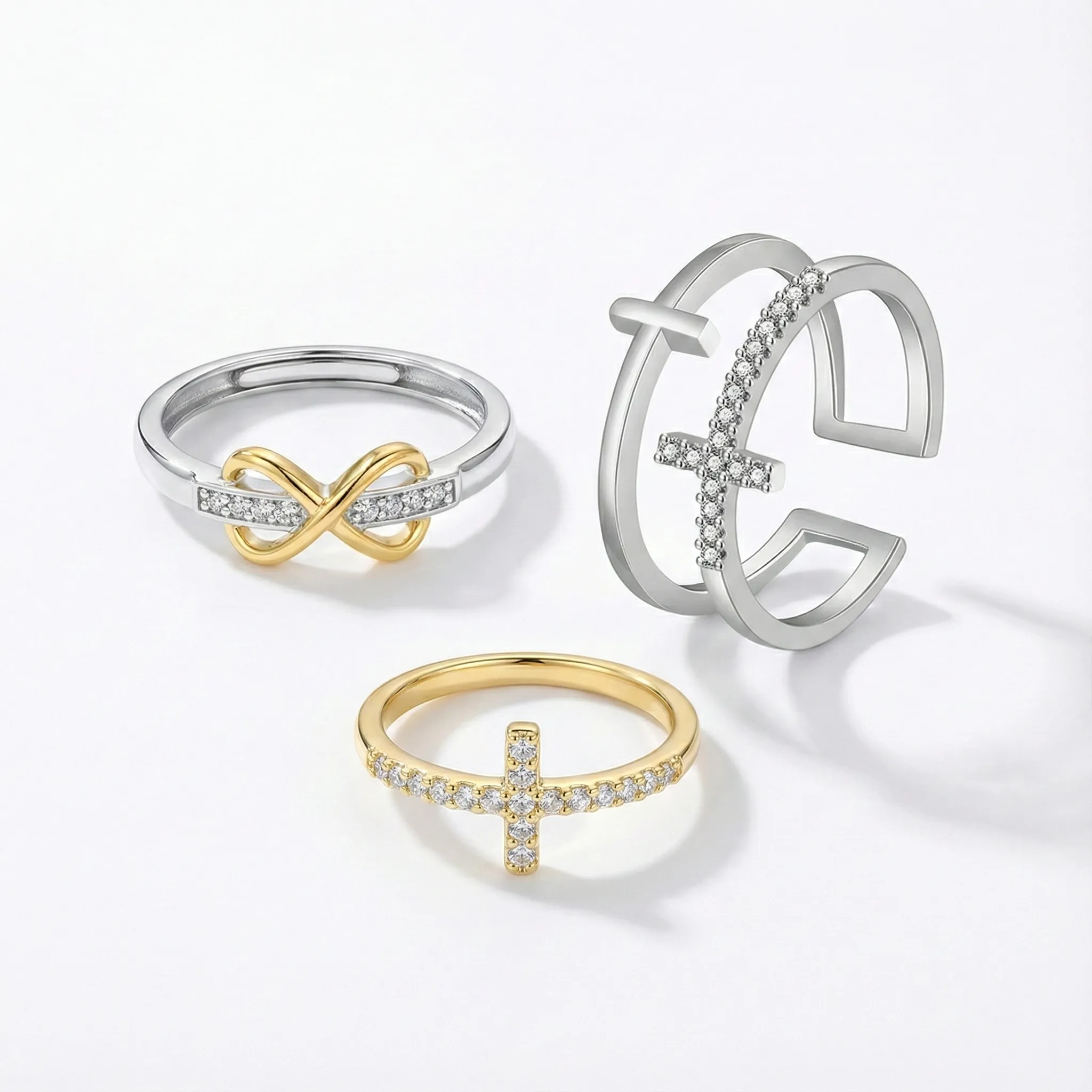 Diamond Cross Ring - CZ, Moissanite & Lab Crystal | Crystia