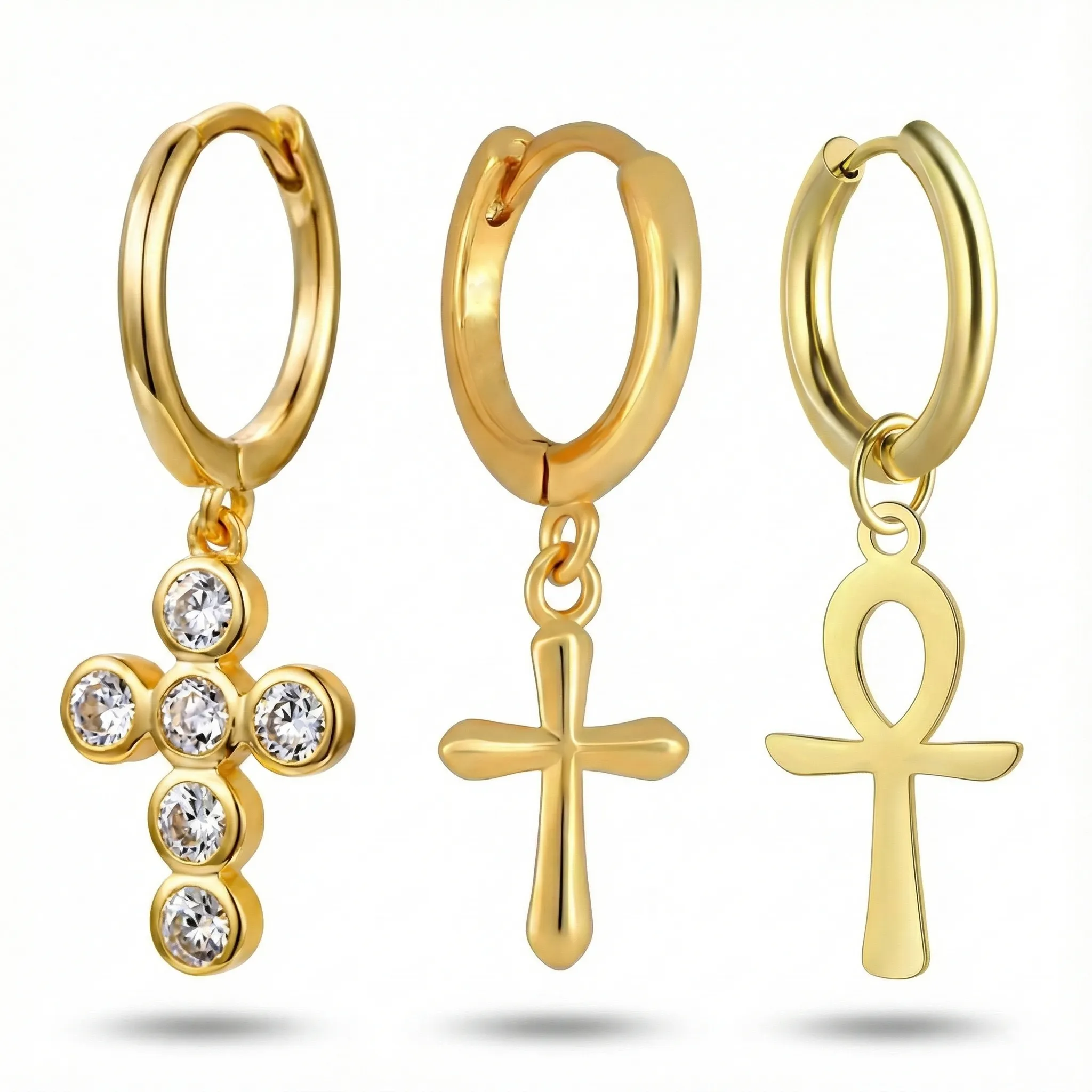 Gold Cross Earrings - 14K & 18K PVD Plated | Crystia