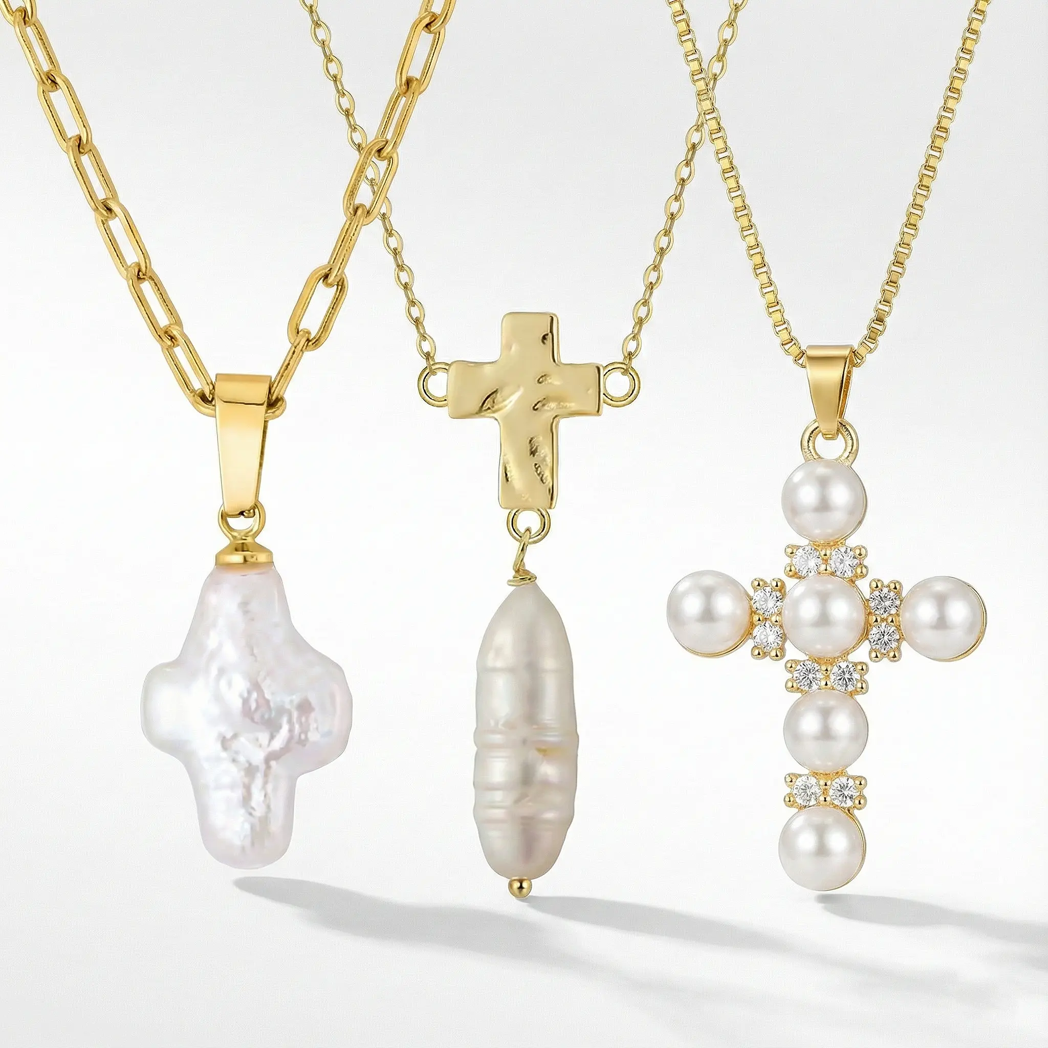 Pearl Cross Necklace - Freshwater & Cultured | Crystia