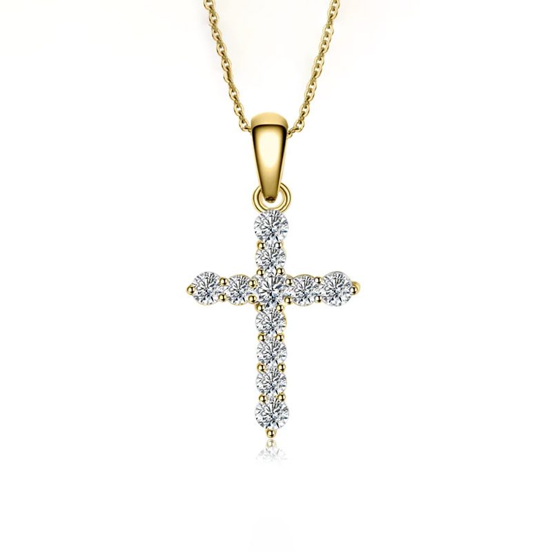 14k gold diamond cross necklace