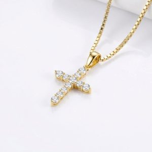 14k gold diamond cross necklace claris