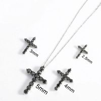 moissanite cross necklace black stone size : 2.5mm, 3mm, 4mm, 5mm