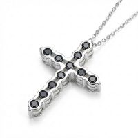 black diamond moissanite cross necklace