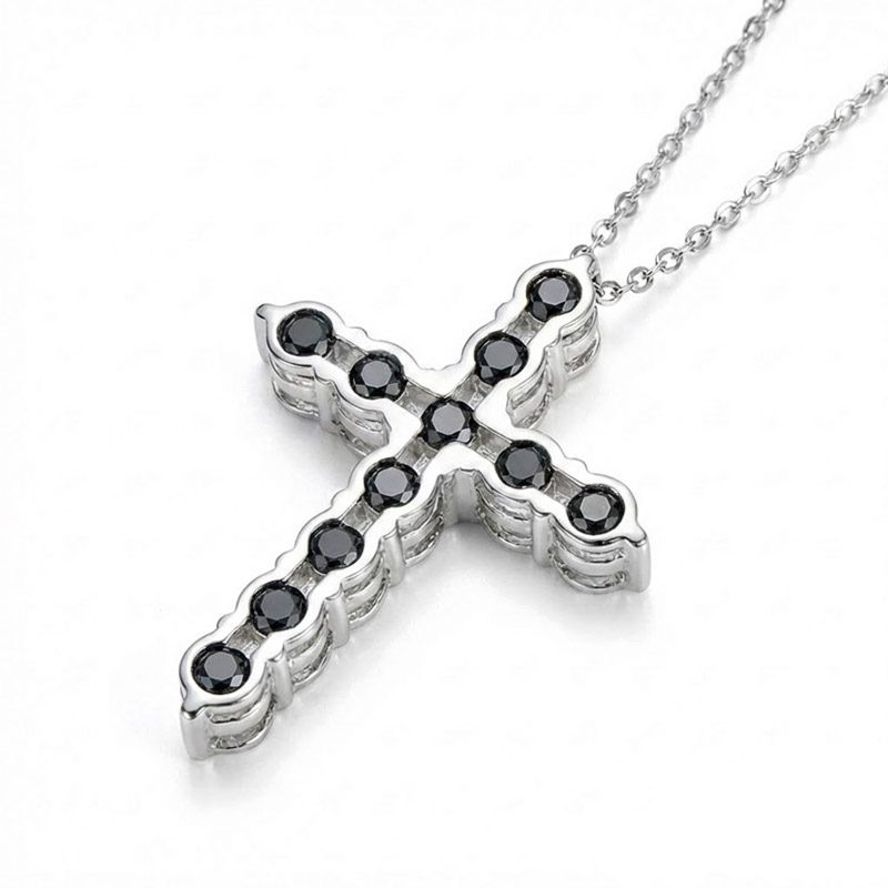 black diamond cross necklace black diamond moissanite cross necklace