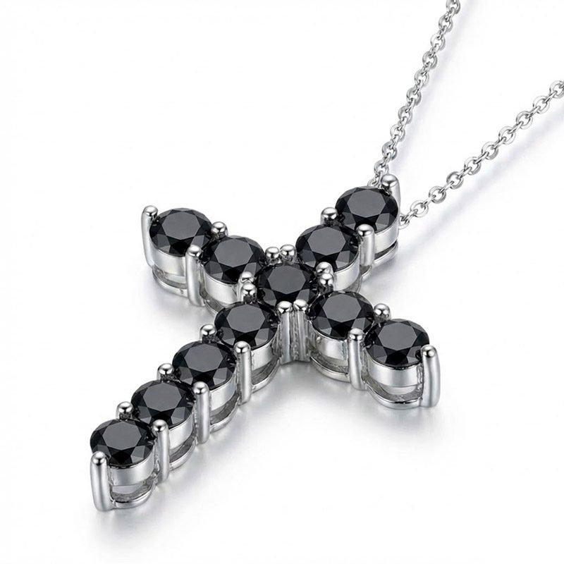 black diamond cross necklace black diamond moissanite cross necklace 925 silver sterling