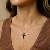 black diamond cross necklace for women