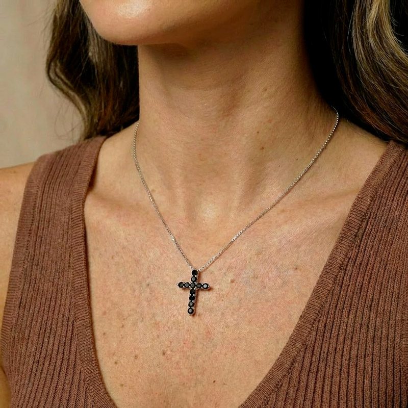 black diamond cross necklace for women black diamond cross necklace for women