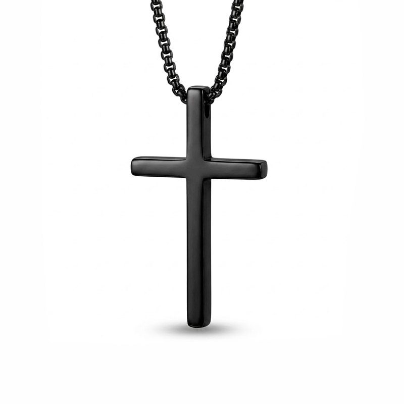 black stainless steel cross necklace​