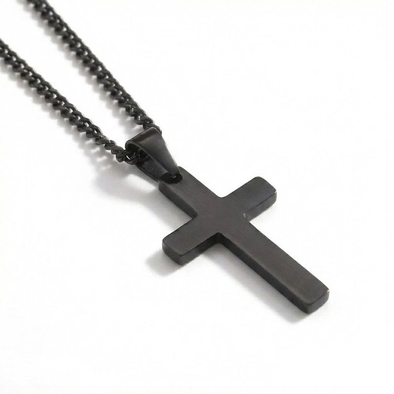 black stainless steel mens cross necklace black stainless steel mens cross necklace