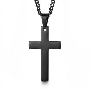 Black Stainless Steel Mens Cross Necklace – Obsyd