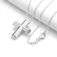 Chunky Silver Cross Necklace 925 silver sterling cable chain