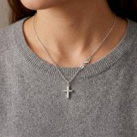 chunky silver cross necklace 925 silver sterling for womens