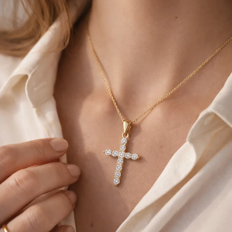 14k gold diamond cross necklace claris 14k gold diamond cross necklace claris