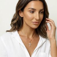 Diamond Cross Necklace Rose Gold