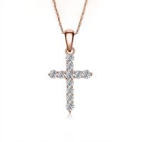 Diamond Cross Necklace Rose Gold