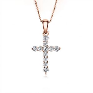 Diamond Cross Necklace Rose Gold