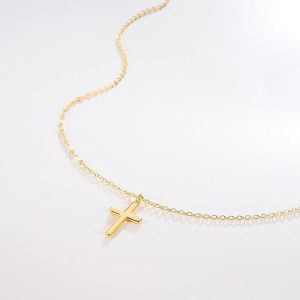 14 k Gold Plated Stainless Steel Cross Necklace