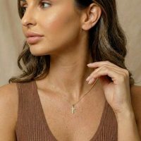 gold plated stainless steel cross necklace aeryn