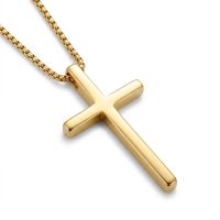 Gold Stainless Steel Cross Necklace big