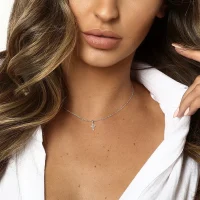 Small Diamond Cross Necklace Silver women