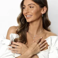 Small Diamond Cross Necklace 925 sterling Silver women