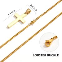 Mens Stainless Steel yellow Gold Cross Necklace 24" big cross