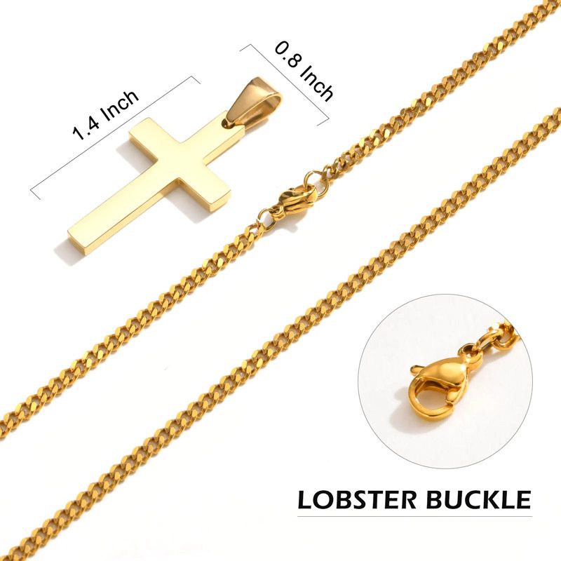 Mens Stainless Steel yellow Gold Cross Necklace 24" big cross Mens Stainless Steel yellow Gold Cross Necklace 24" big cross