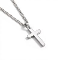 men's stainless steel silver cross necklace