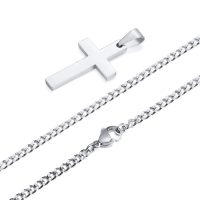 Men's Stainless Steel Silver Cross Necklace cable chain 24" - 22" - 20" - 18'