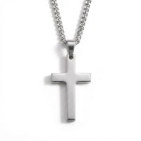 men's stainless steel silver cross necklace