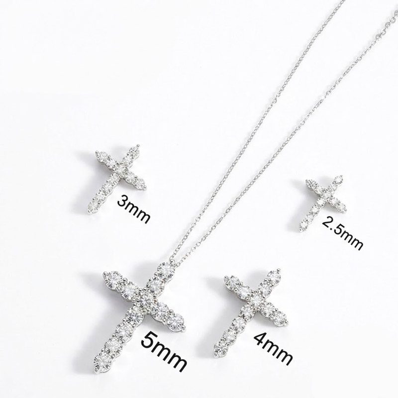 moissanite cross necklace moissanite cross necklace stone size : 2.5mm, 3mm, 4mm, 5mm