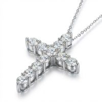 moissanite cross necklace 925 silver sterling, 18k white gold