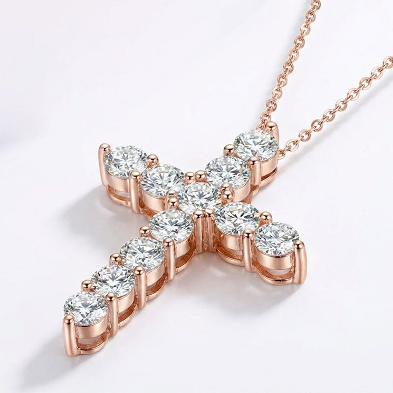 moissanite cross necklace women moissanite cross necklace women rose gold 18k plated, 925 silver sterling