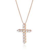 moissanite cross necklace women rose gold box chain