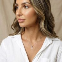 simple cross necklace 925 silver sterling for womens