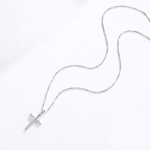 simple cross necklace catholic 925 silver sterling
