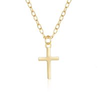 simple gold cross necklace gold plated