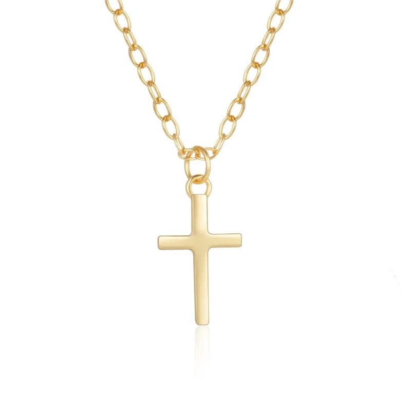 simple gold cross necklace gold plated