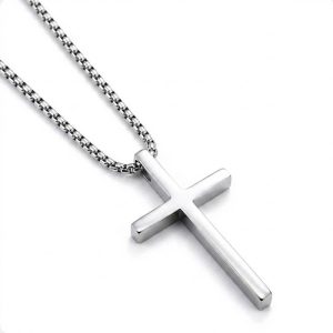 simple stainless cross necklace silver