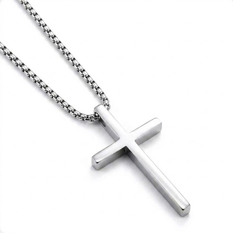 simple stainless cross necklace silver simple stainless cross necklace silver