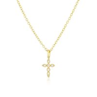 Small Diamond zircon Cross Necklace Gold 18k plated
