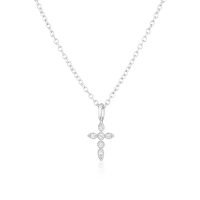 Small Diamond Cross Necklace Silver