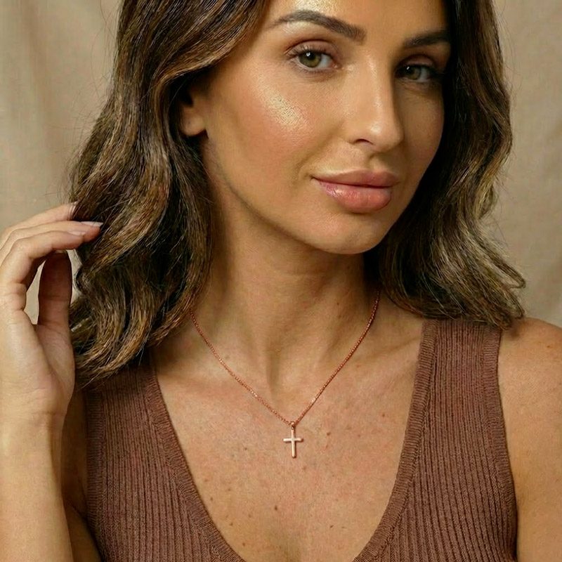 stainless steel cross necklace for women stainless steel simple cross necklace rose gold for women