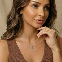 stainless steel cross necklace silver for womens