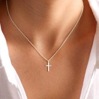 Stainless Steel 316L Cross Necklace Silver for womens or mens