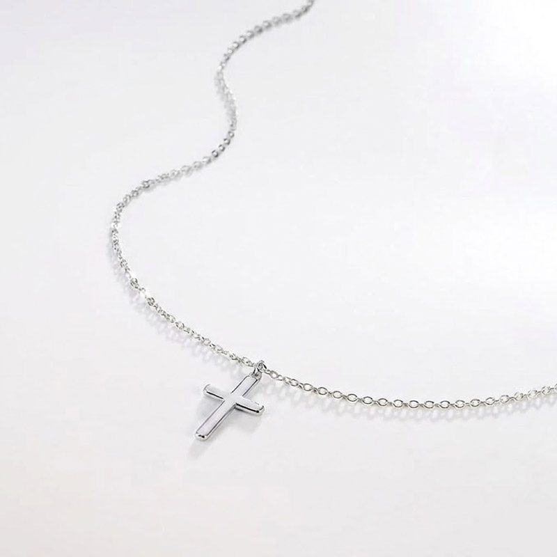 stainless steel cross necklace silver Stainless Steel 316L Cross Necklace Silver Chain length: 14 in | 16 in | 18 in | 20 in | 22 in | 24 in