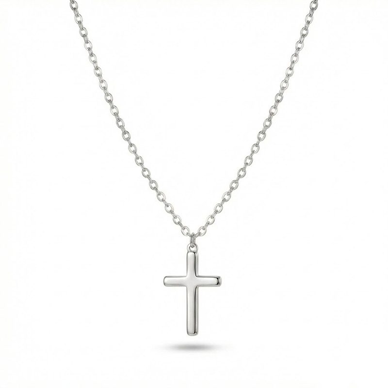 stainless steel cross necklace silver