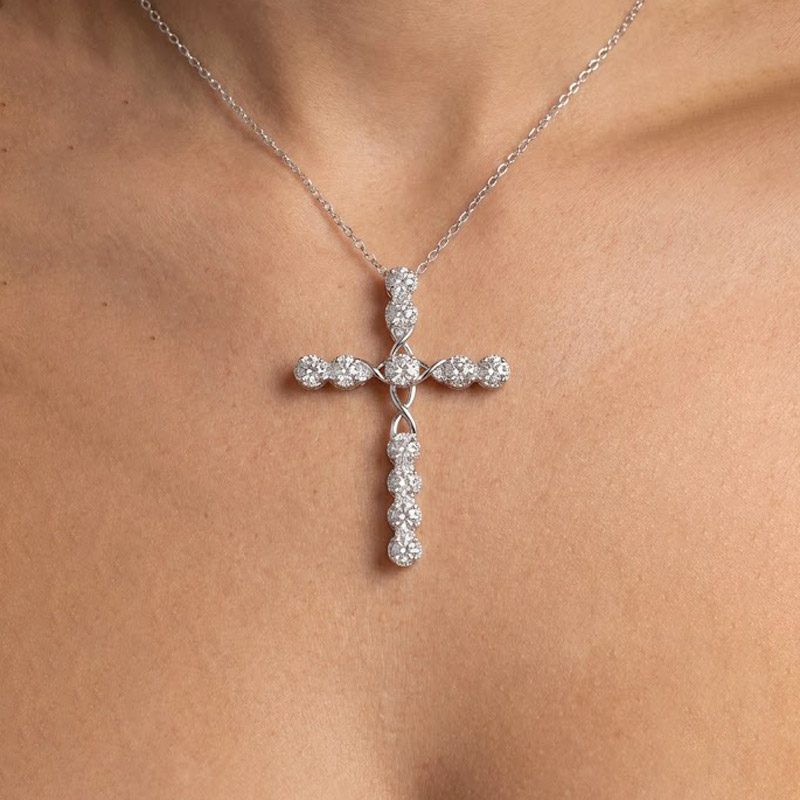 sterling silver cz cross necklace Sterling Silver 925 with Cubic zircon Cross Necklace