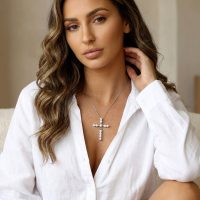 Sterling Silver 925 with CZ Cross Necklace for women